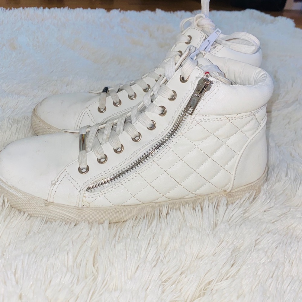 white zipper high tops